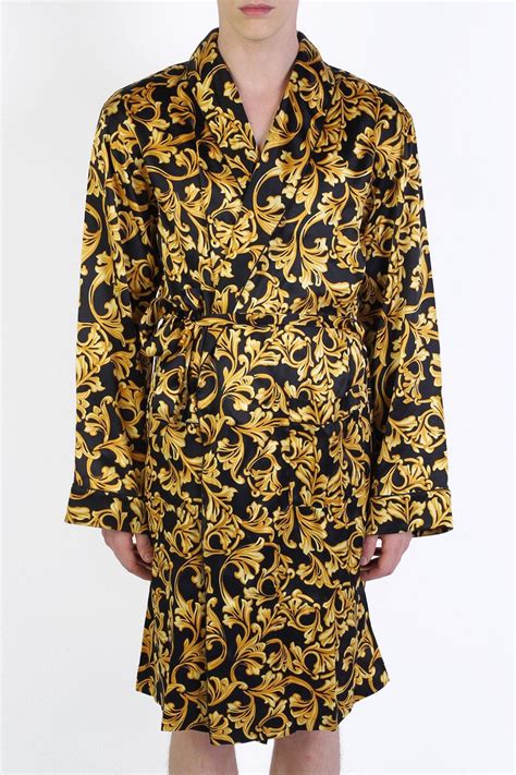 versace silk dressing gown gold